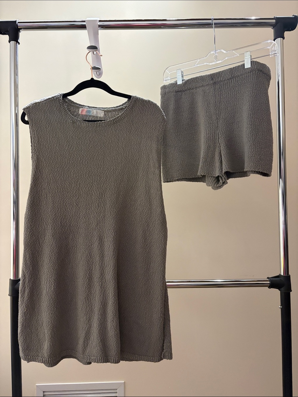 Women's Cozy Knit Tank & Shorts Set - Taupe